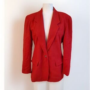Vintage Lizsport by Liz Claiborne 100% Wool‎ Red Jacket Blazer Lined Size 12